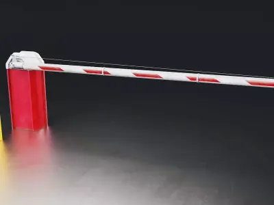 Parking Barrier Gate System Low-poly 3D model