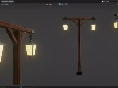 Basic Lamp Post - 2 Sided -  3D model