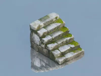 Ancient stone stairs  Low-poly 3D model purchase