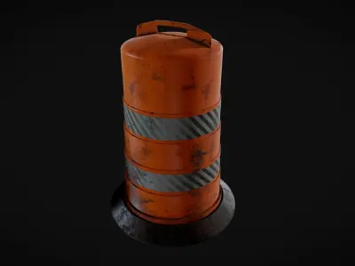 Orange Traffic Barrel 3D model