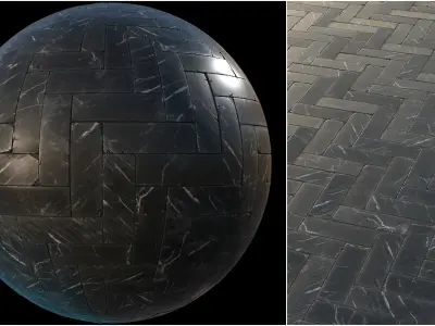 Black marble tiles PBR material pack Texture