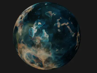 HDRI Panoramic Sky - VR 360 starfield - crystal blue nebula 016 Low-poly 3D model