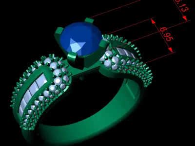 Rose Gold Women Diamond Ring 3D print model 3D print model 36