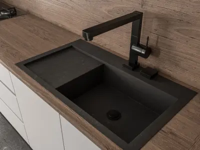 Kitchen Modern - White and Wood 35 3D model