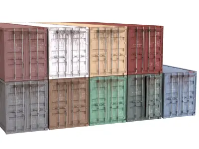 Set of 9 Shipping Containers different colors 3D model