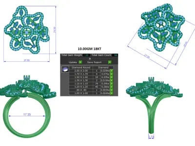 Women Ring  Render 3dm STL OBJ FBX Details 3D print model 374