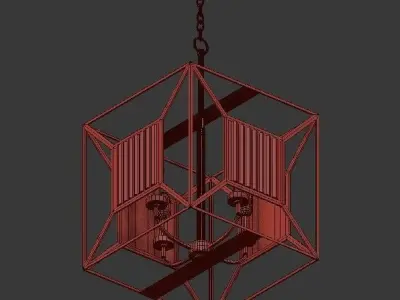 Cage 4 Light Chandelier 3D model