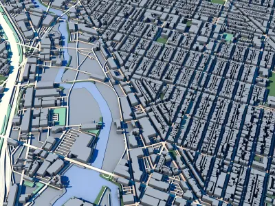 Part of Chicago 3D Model Downtown Chicago Skyline 03 3D model