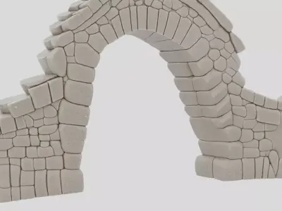 Ancient Fantasy Stone Bridge Section for 3D print 3D model