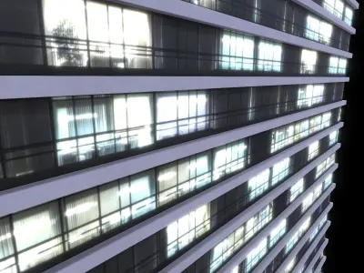 Skyscraper at Night - LowPoly Low-poly 3D model get
