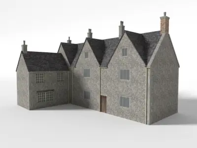 british uk cotswold stone house mansion Low-poly 3D model Low-poly 3D model