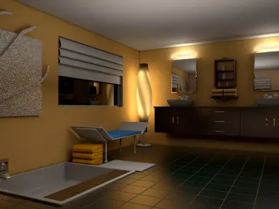 Bathroom floor plan of apartment 3D model