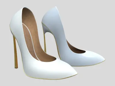 White Gold High Heels Low-poly 3D model