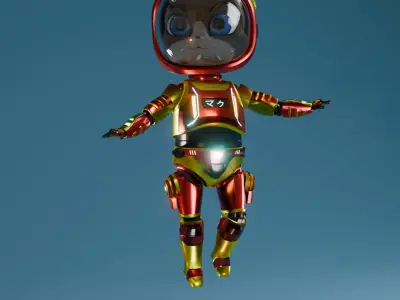 Ironman Space Cat Low-poly 3D model