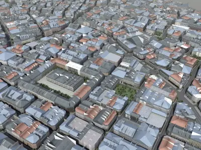 European Style City Low-poly 3D model