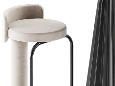 PLISSE High Table and Fox Counter Bar stool by Woo furniture 3D model