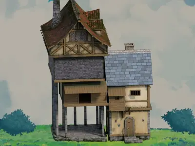 fantasy Stylized Medieval House b8 3D model
