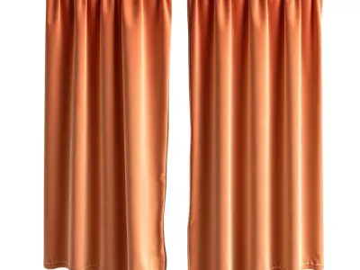Modern Orange Velvet Curtains Set Low-poly 3D model