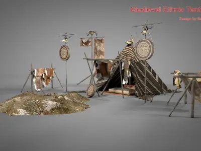 Medieval Ethnic Tent Set  3D model