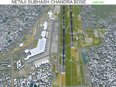 Netaji Subhash Chandra Bose International Airport Kolkata 10km Low-poly 3D model