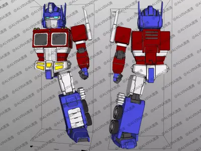 SD G1 Optimus Prime Armor - DIY Cosplay Pepakura Foam Template Low-poly 3D model