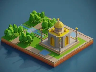 Taj Mahal Low-poly 3D model