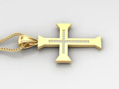 High Cross Pendant Light Gold 18K 4CP015 3D print model