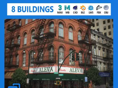 NYC Block Set 4 V2 Low-poly 3D model