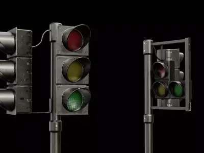 Traffic Lights Low-poly 3D model
