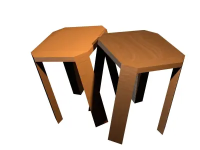 Wood stools 3D model