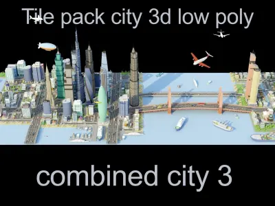 low poly city and characters 2 01 3D Model Pack