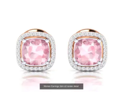 9 Pink  Pendant Earrings Ring 3dm stl render details 3D Model Pack