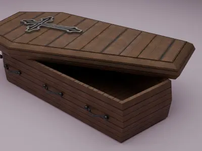 3D wooden coffin 3D model