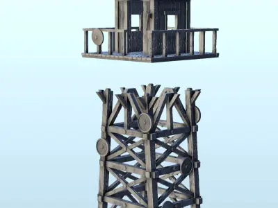 Wooden watchtower with guardhouse 11 3D print model