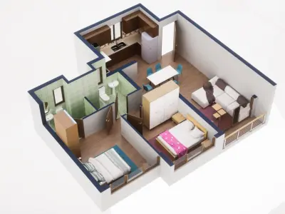 3D Floor Plan Model 34 3D model