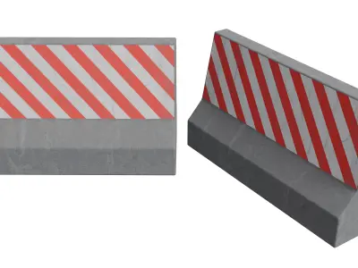 Traffic Barrier Set Low-poly 3D model