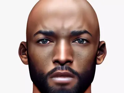 Black african male head Realistic Perfect Head Low-poly 3D  Low-poly 3D model