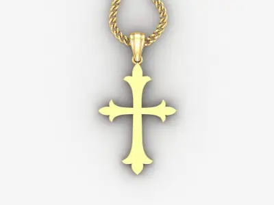 Light Gold 18K Cross Pendant 1CP049 3D print model