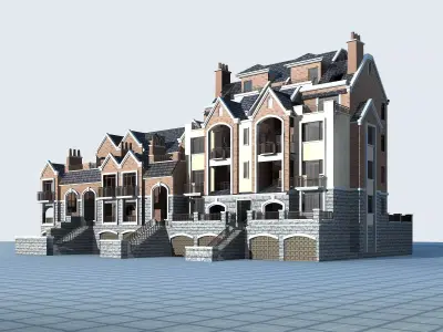Villa mansion with stairs and balconies 3D model