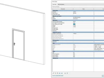 Door - Full Parametric Revit Family Low-poly 3D model