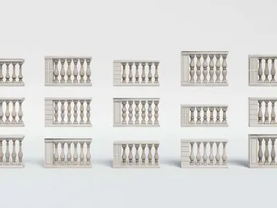 Balustrade - 15 Balcony Stone Models - Greek - Roman Low-poly 3D model