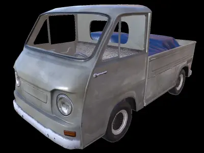 PBR Old Minitruck Lowpoly Low-poly 3D model