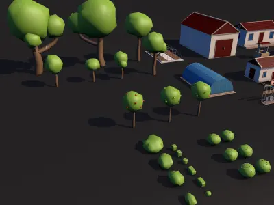Farm collection Low-poly 3D model