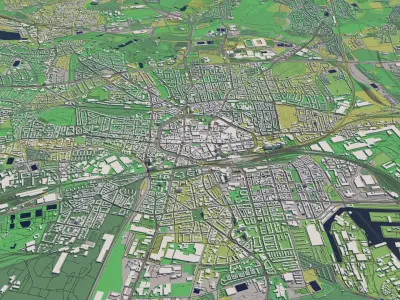 Dortmund Germany 30x30km 3D City Map 3D model