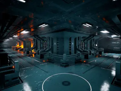 Modular Sci-fi Corridor Kitbash - 3ds Max and UE5 3D model