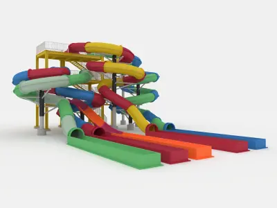 Collection Waterpark Slide 2 3D Model Pack