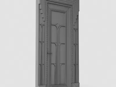 3D Door wooden in style of art deco Low-poly 3D model