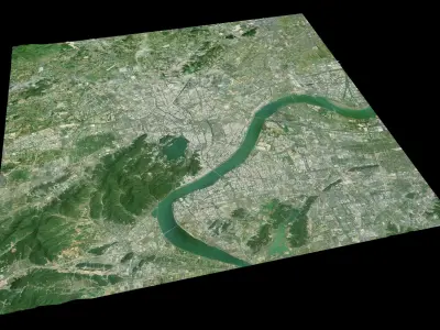 Hangzhou City in Zhejiang China 3D model