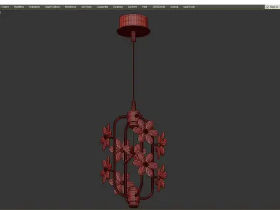 MARGARITA gold chandelier with crystals hanging from it Low-poly 3D model