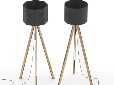 Tripod Wood Floor Lamp 3D model